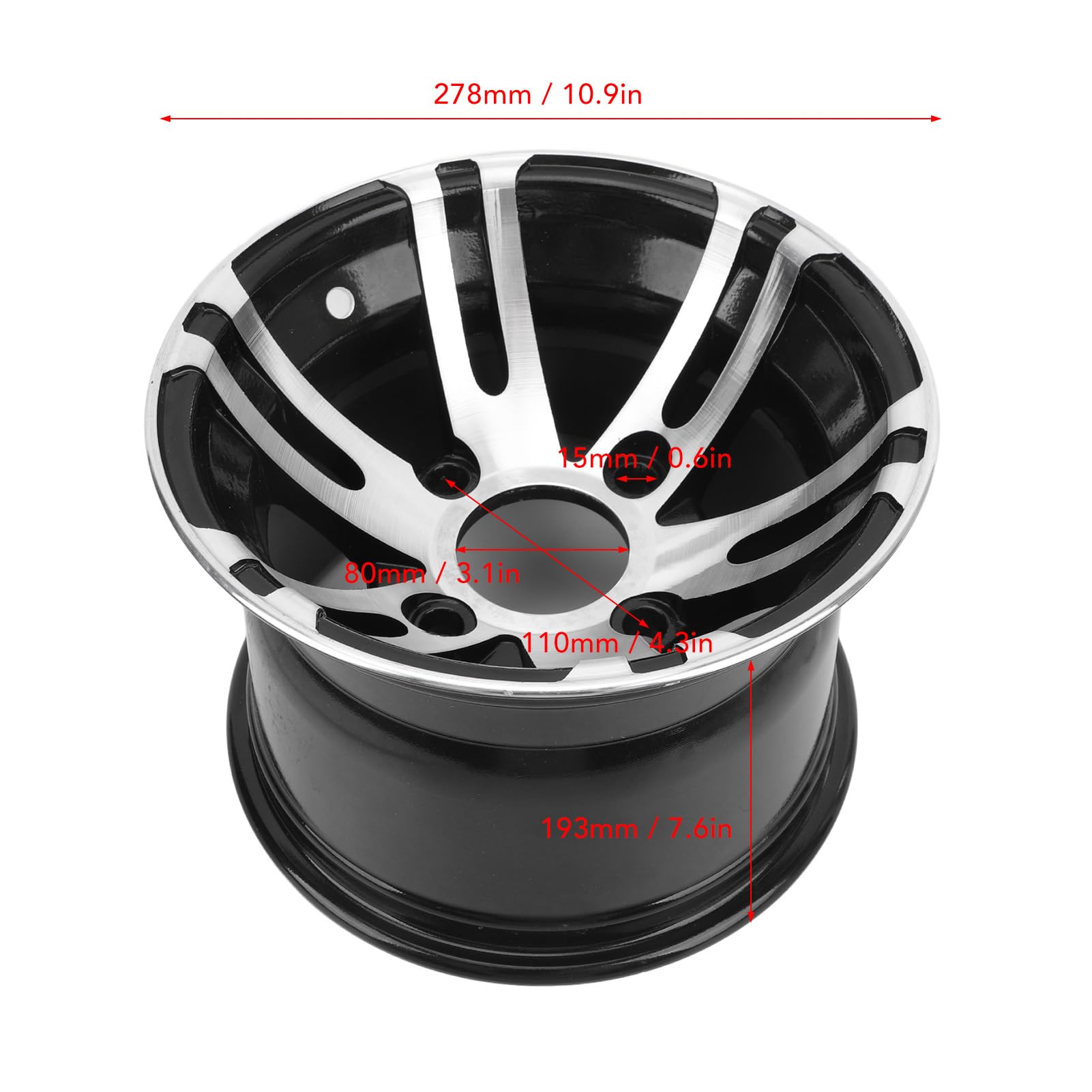12 Inch ATV-velg, Aluminium ATV-wielnaaf, Multifunctioneel met Hoge Sterkte voor Quad (voorwiel