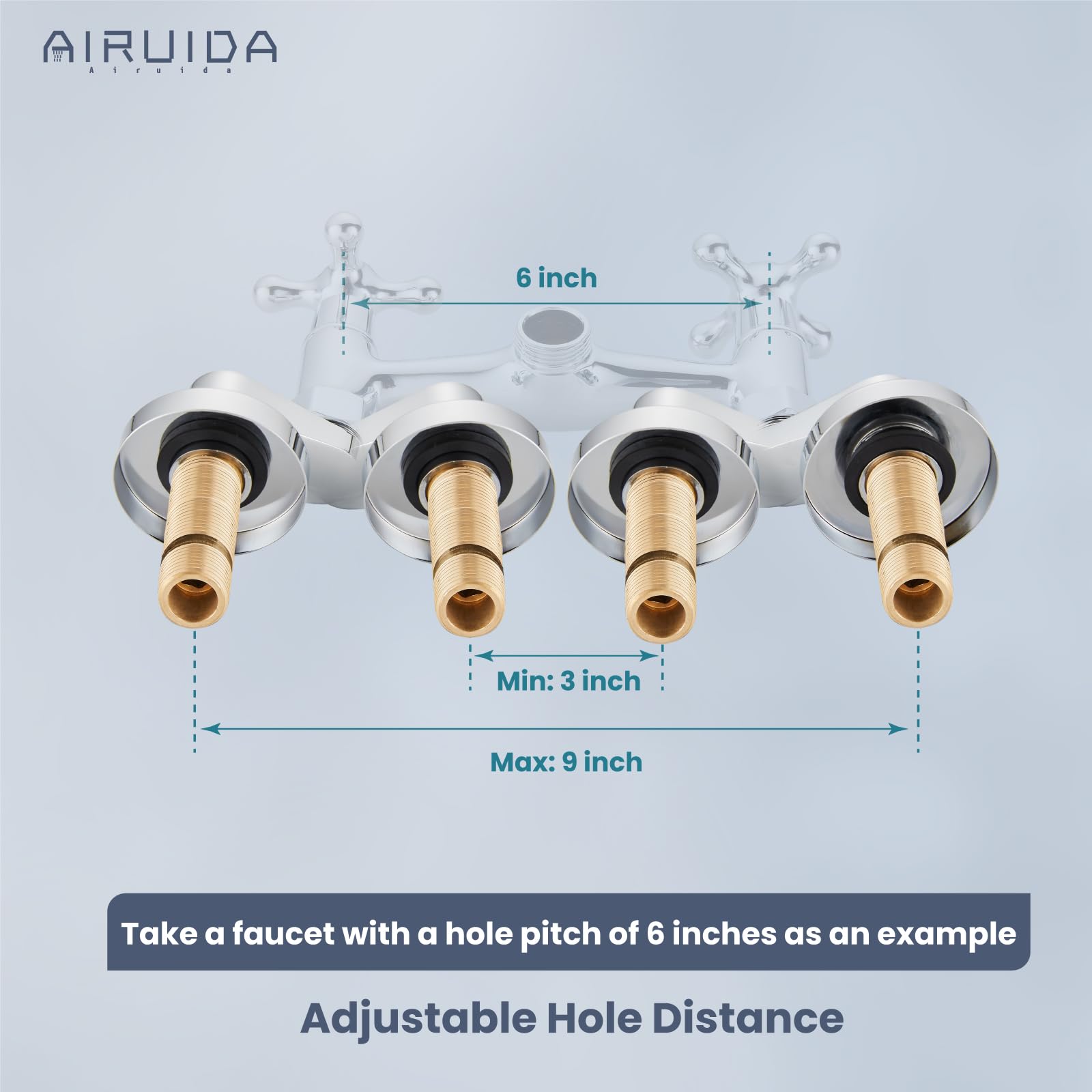 Airuida Verlängertes Gewinde, verstellbare Schwingarme, 9.5 cm, Wandhalterung, Klauenfuß, Badewanne, Dusche, Wasserhahn-Adapter, 5.4 cm, kommerzielle Nutzung, Exzenterschraube, 1 Paar, Chrompolitur