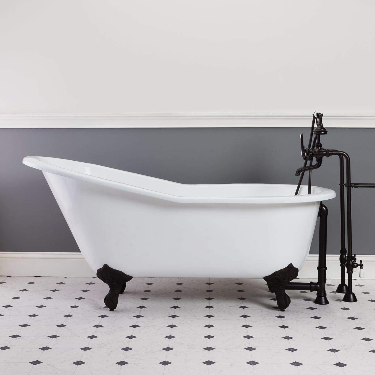 Vintage Tub & Bath Mila 61 Inch Cast Iron Slipper Clawfoot Tub