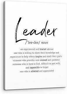 PHAMTE Leader Motivational Wall Art, Leadership Gifts, Great Leader Definition Print Framed Canvas Painting Artwork Home Bedroom Boss Room Office Decor,Best Team Leader Gifts (11x14inch) (white-1)
