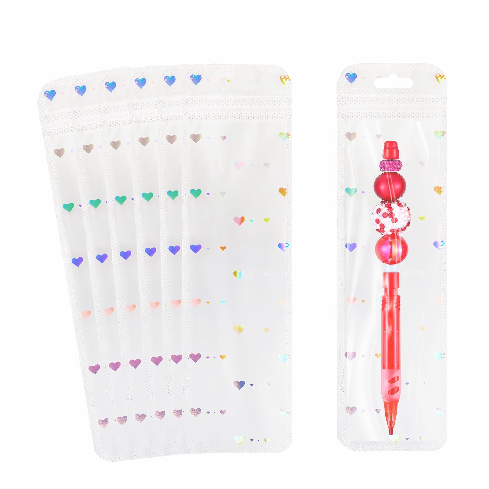 100pcs Holographic Packaging Bags for Small Business Resealable small clear pouch sample bagsClear Ziplock Smell Proof Storage Bags for Packaging