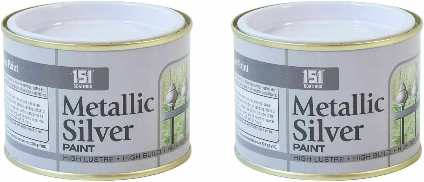 YSAMAX 151 Coatings Metallic Silver Paint, Good Build Tin for Wood, Metal Interior & Exterior Surfaces, Good Lustre, Durable, Performance, Anti-Corrosive Paint (Pack of 2)