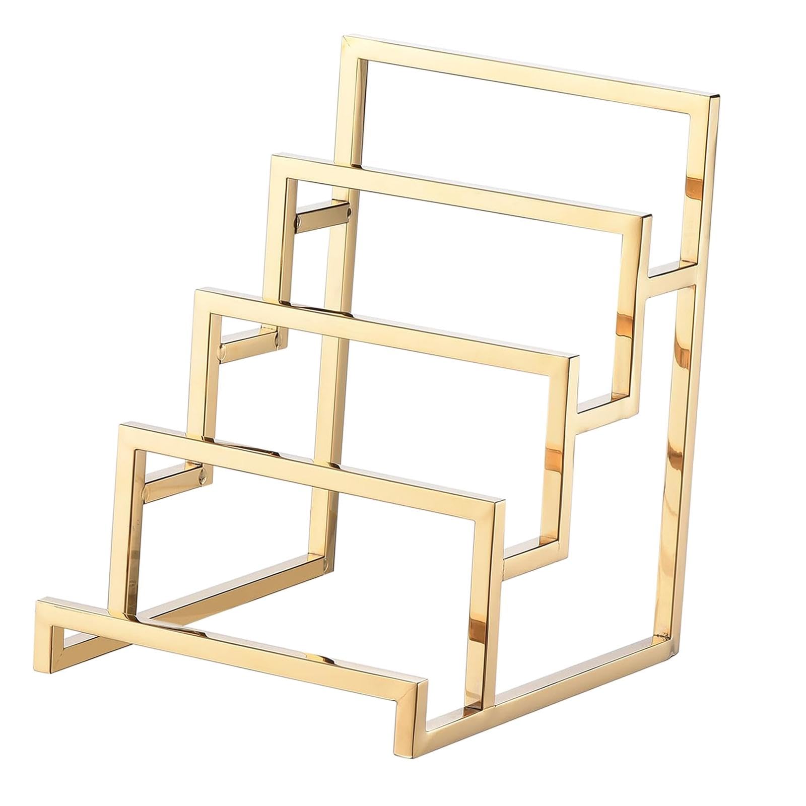 Sharplace Porta Borse Supporto Portafogli Stand Portamonete Organizzatore Metallo Design Moderno Adatto per Esposizione Negozio Boutique Casa, d'oro, 15x18x20cm