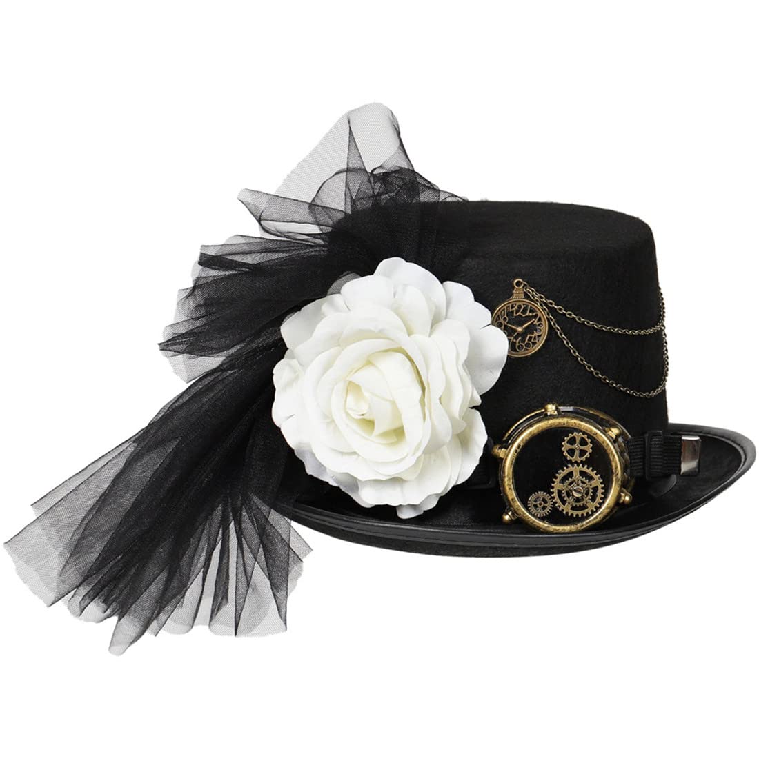 BLESSUME Steampunk Top Hat with Goggles for Carnival, Halloween, Theme Party (M,Black 4) — image 1