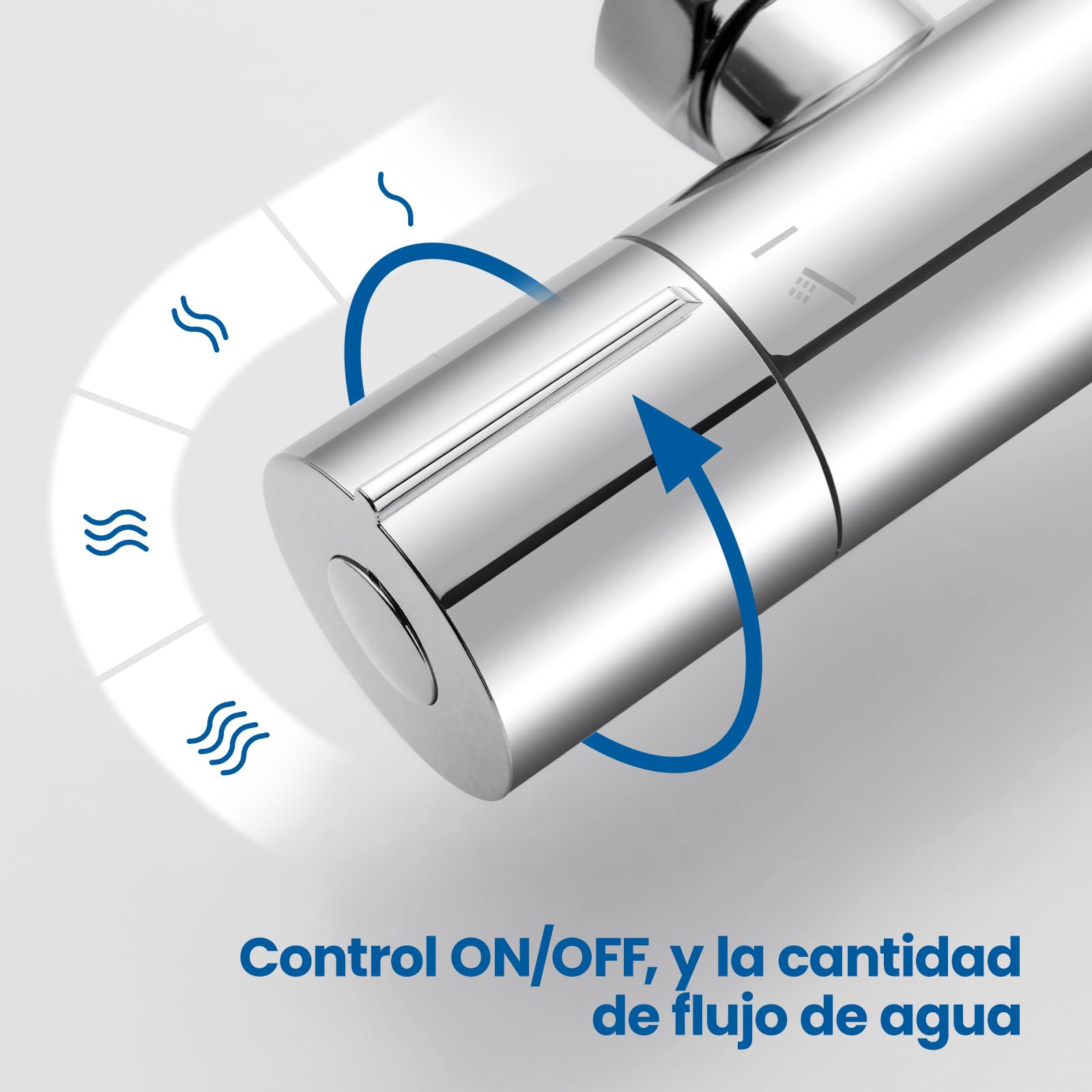 Auralum Grifo de Ducha Termostático con Bloqueo de Seguridad 38°C, Mezclador Antical y Protección Antiquemaduras, Cartucho Termostático, Cromo