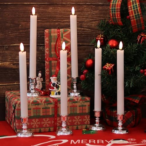 Miniatura 5 de Wondise Velas cónicas parpadeantes con temporizador y control remoto, velas blancas de cera real de 9 pulgadas, funcionan con pilas, para decoración