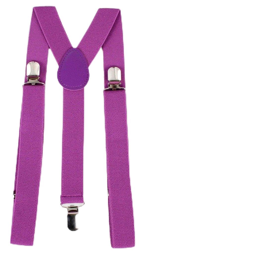 Adjustable Unisex Adult Child Elastic Clip-on Brace Suspender Y back Neon Belt,Purple