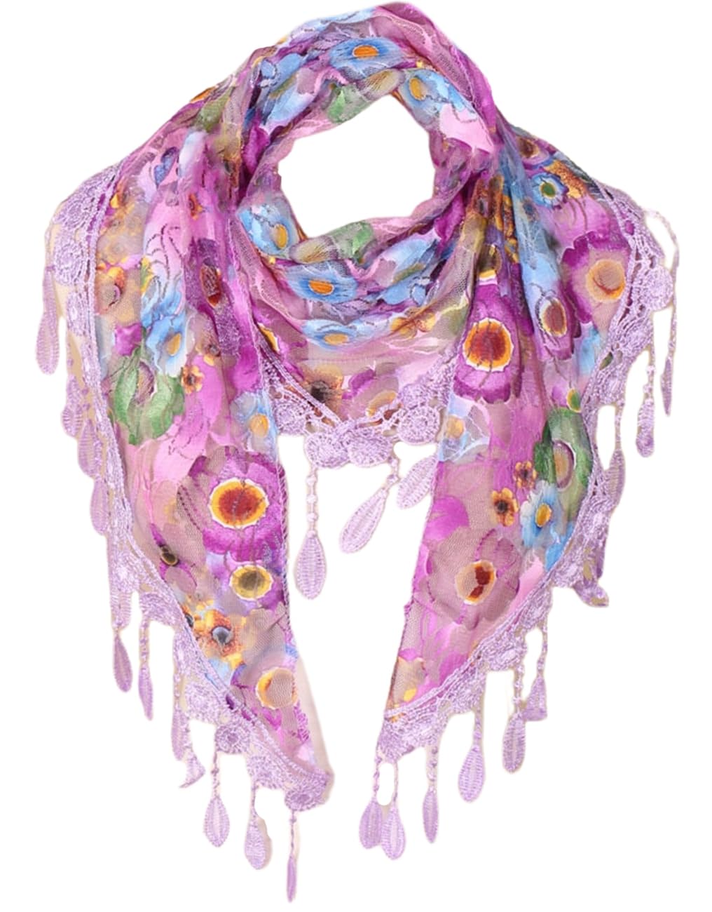 MAIRY Scarfs for Women Ladies Elegant Lace Tassel Shawl Scarves Hair Wrap Triangle Scarf GBSJJ0001