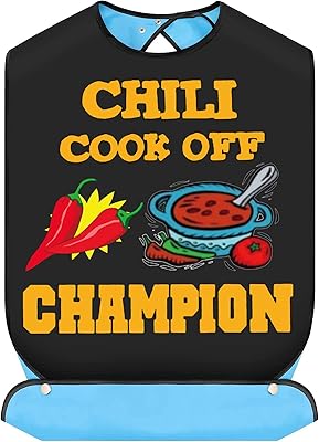 BWWKTOP Chili Cook Off Adult Bibs With Crumb Catcher Hot Chili Pepper Bib Adjustable Dining Clothing Protectors For Chili Chef (Chili Cook bib)