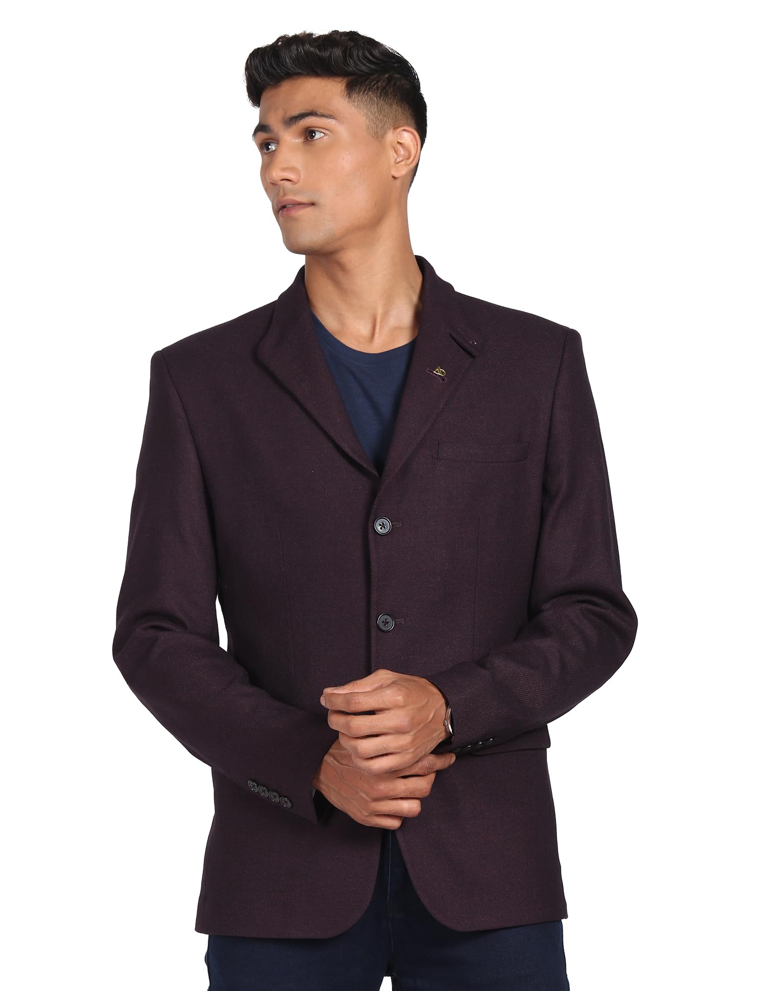 AD Dobby Convertible Collar Blazer-image-14