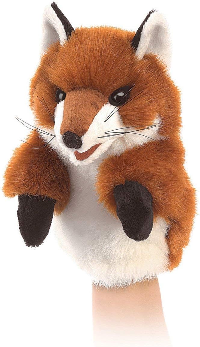 Folkmanis Little Fox Hand Puppet, Red/Dark Brown/White, 8"