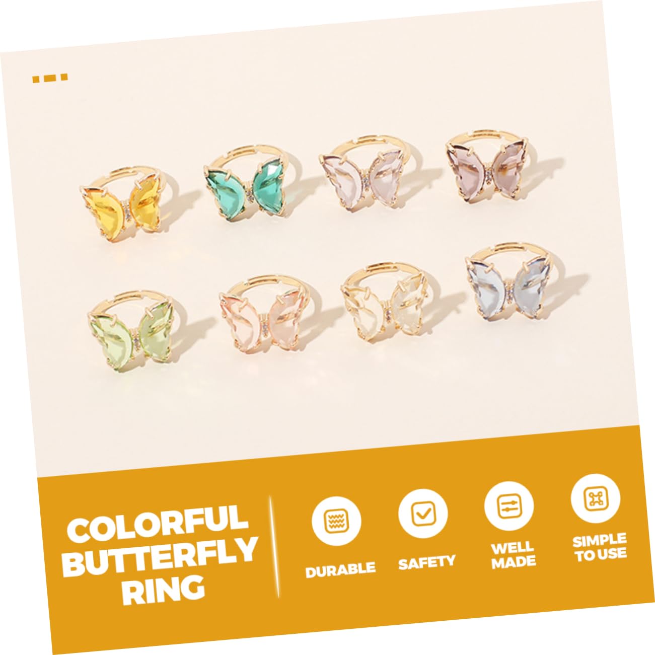 FRCOLOR 5 Series Anillo De Ajustable Para Mujeres De Transparente Y Joyería Casual Para Niñas Y Adolescentes 8 Piezas X 5