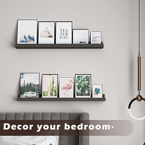 Miniatura 2 de WELLAND Vista - Estantería para fotos, estantes flotantes de pared, 36 pulgadas, juego de 2, color espresso