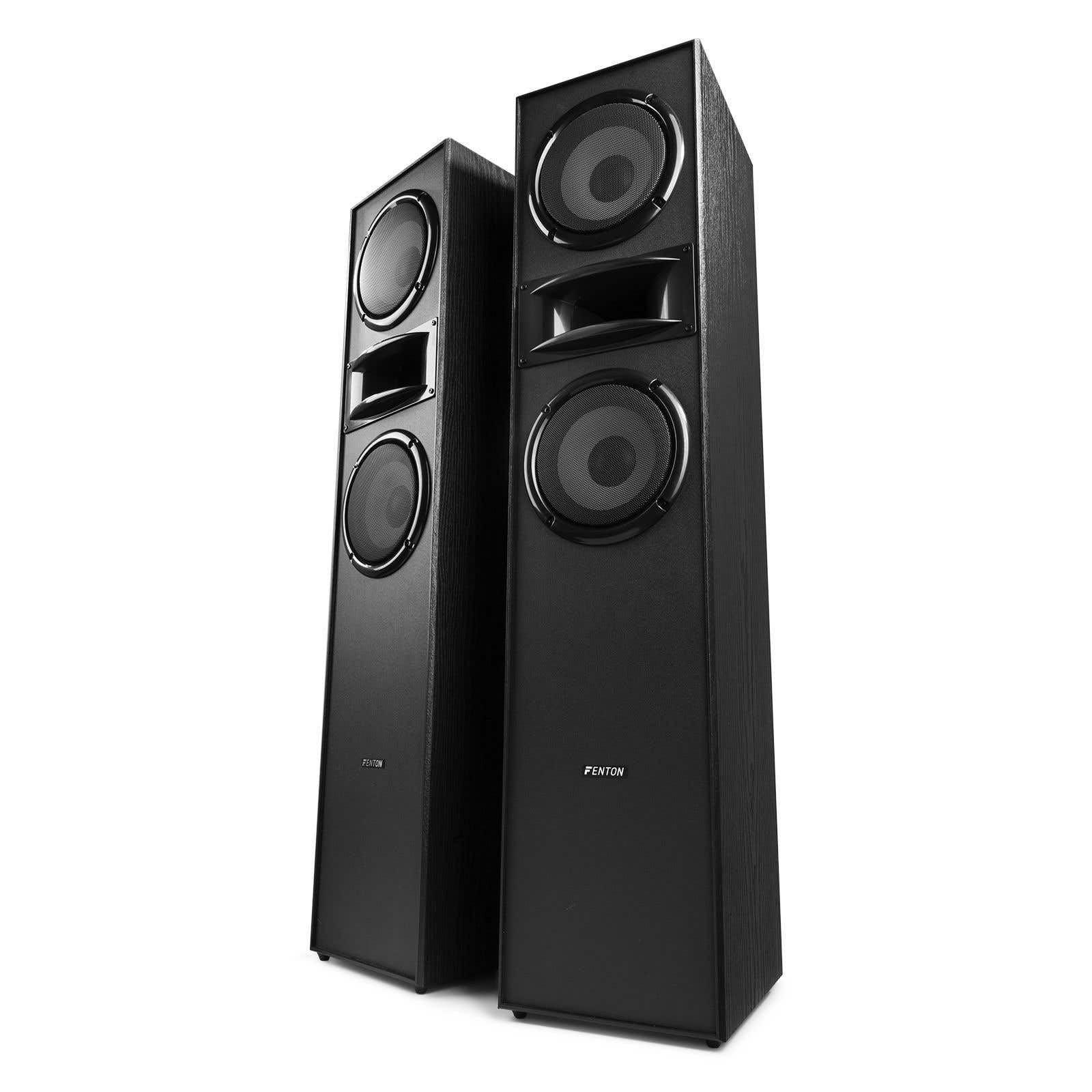 Fenton SHF700B - Paire d'Enceintes HiFi - Noir, Puissance de 400W, Woofer 2X 6,5 Pouces, Technologie 3 Voies, Borniers à Vis Plaqués Or, Pieds en Caoutchouc Antidérapant