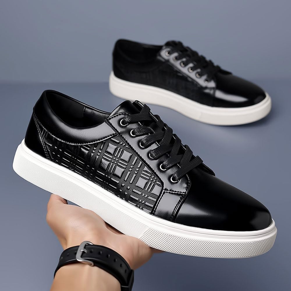 MANLADUO Zapatillas de deporte para hombre, informales, estampadas, con diseño de cordones, versátiles y de caña baja para estudiantes