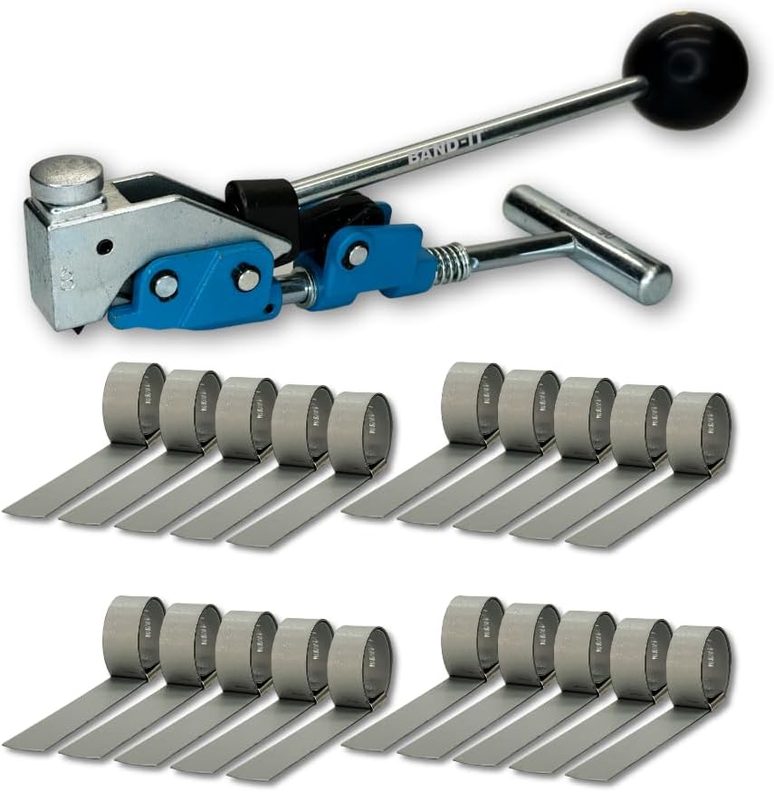 Genuine Band-It Center Punch Tool T30069 with (qty 20) 1 Band-It Center Punch Clamps, CP0499-5/8 w x 1 ID