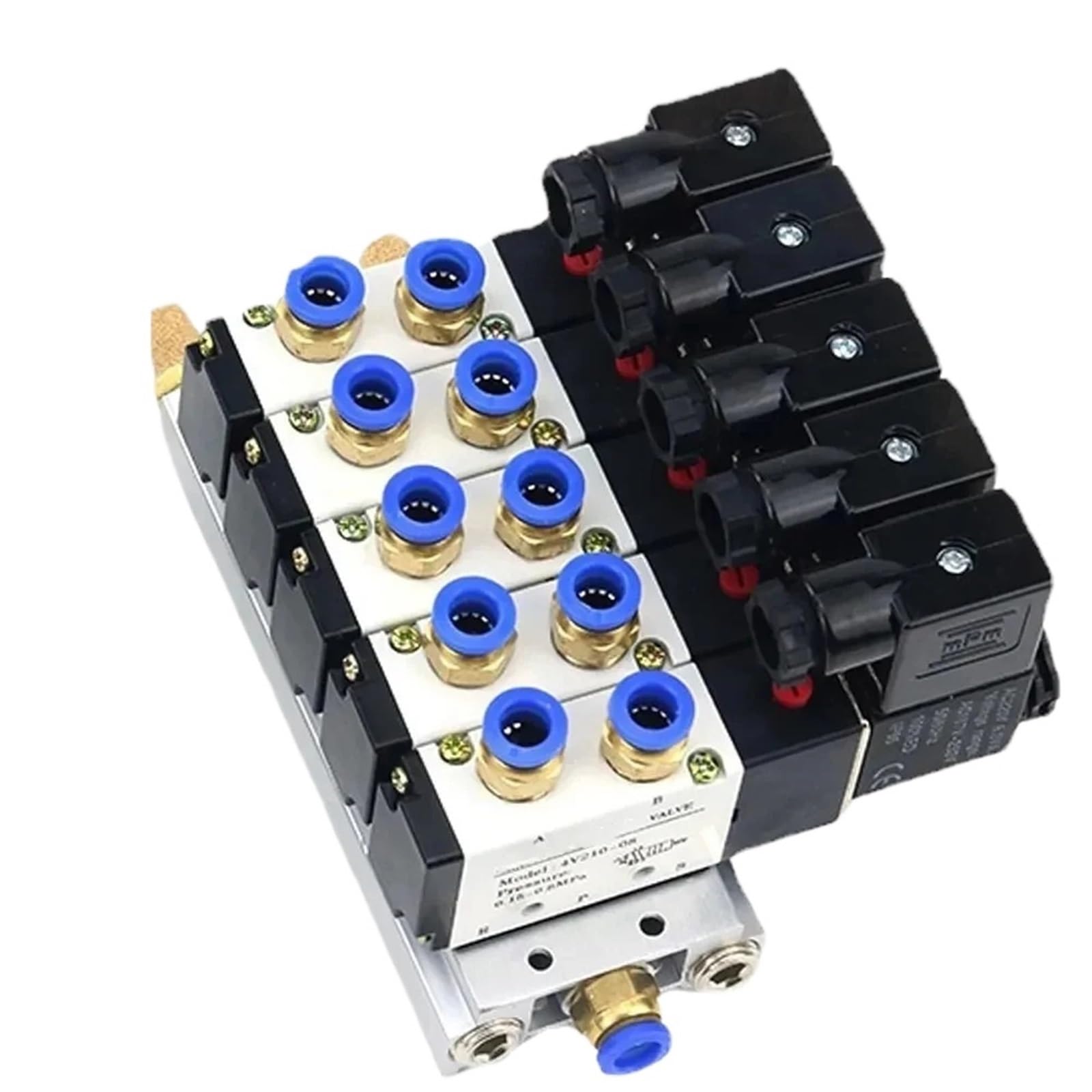 Pneumatyczny blok elektromagnetyczny 12/24 V DC 110/220 V AC, opcja wiele 4V210-08, z kolektorem podstawy tłumika, 2/3/4/6-drożny (AC220V, 2 Row 6mm Fitting)