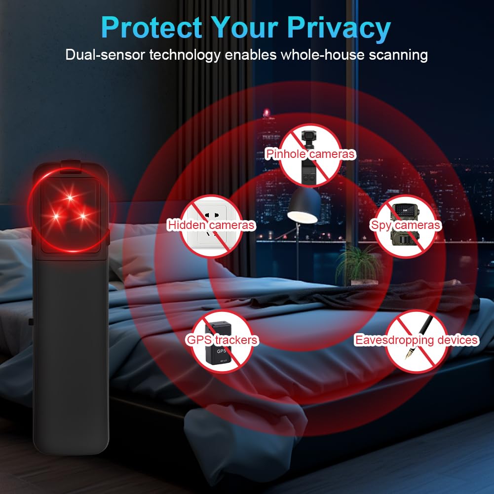 Detector Telecamere Nascoste, Rilevatore Microspie, Rilevatore di Cimici, Ufficio Anti-spia, GPS Tracker, con Scansione Avanzata per Casa, Hotel, Ufficio