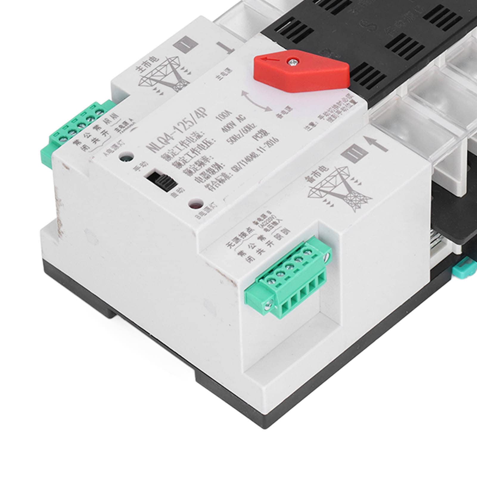 Interruttore di Trasferimento Automatico a Doppia Alimentazione AC 400V 4P 100A ATS PC Interruttore a Levetta di Commutazione Automatico Interruttore a Doppio Trasferimento per Elettricità Municipale