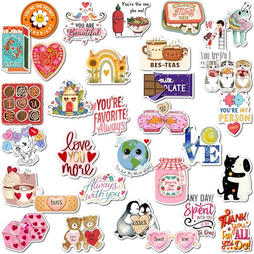 Image of WallDesign Romantic Love Stickers for Couples (32 Pcs) - Cute Daily Love Message Stickers - Couple Gift for Wife, Husband, Girlfriend & Boyfriend - Anniversary, Marriage, Birthday & Everyday Surprise