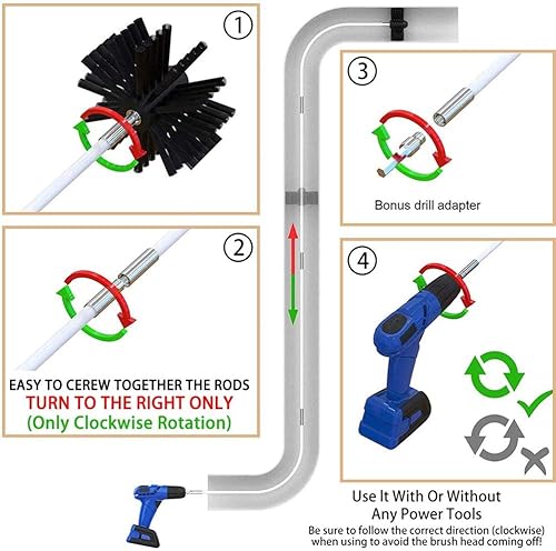 Miniatura 8 de Kit limpiador de ventilación de secadora de 30 pies con accesorio de taladro y una bolsa de recolección