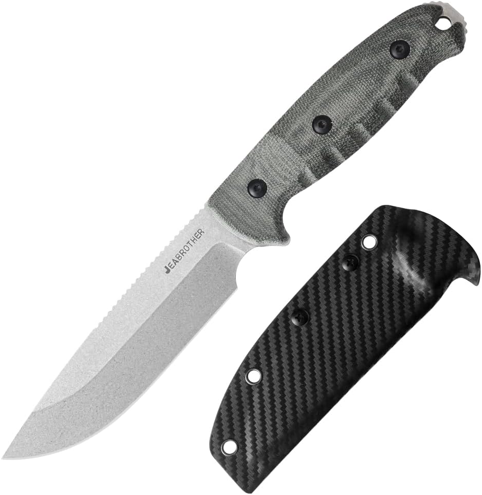 fixed blade knife with 4.92-inch 14C-28N blade Mikta handle, Kydex sheath, outdoor hunting knife for men and women (BK0230B)