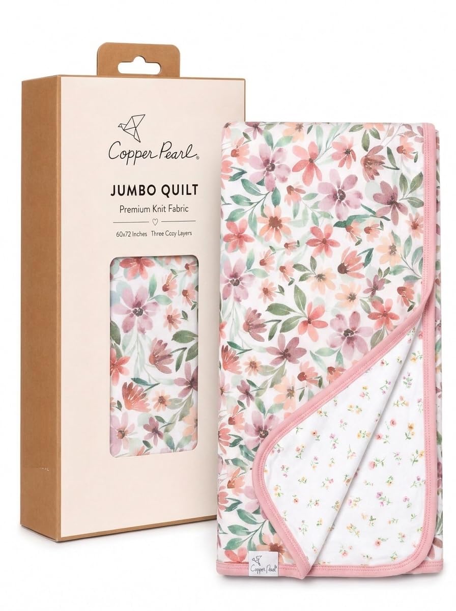 Copper Pearl Jumbo Three-Layer Baby Blanket: Soft Baby Quilts for Boys and Girls | Breathable, Cozy, Toddler Blanket | Baby Quilt for Newborns | 60x72 Premium Material | Natalie