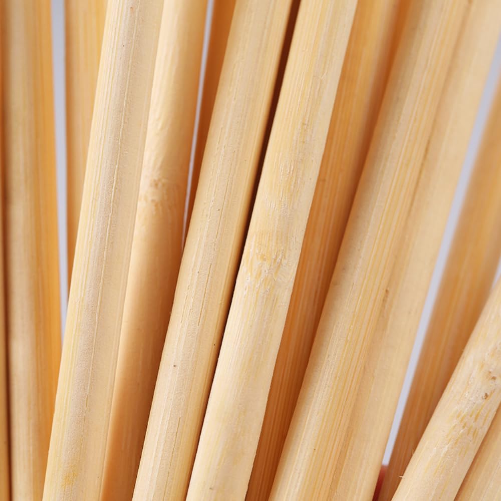 60 pezzi di bastoncini di bambù naturale, legnetti rotondi con foro, bastoncini di legno per fai da te, bastoncini tondi in legno massiccio per artigianato, legno per costruzioni in legno per