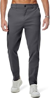 JMIERR Men's Elastic Waist Chino Pants - Tapered Slim Fit Golf Trousers Casual Comfort 98% Cotton Stretch