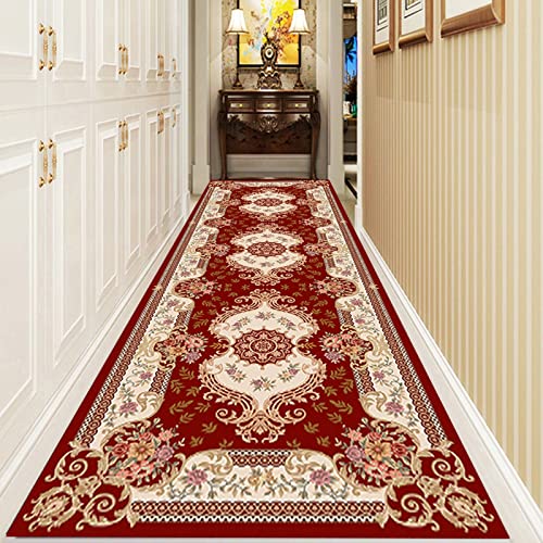 Alfombra de pasillo estrecha tradicional roja antideslizante de 450cm 3