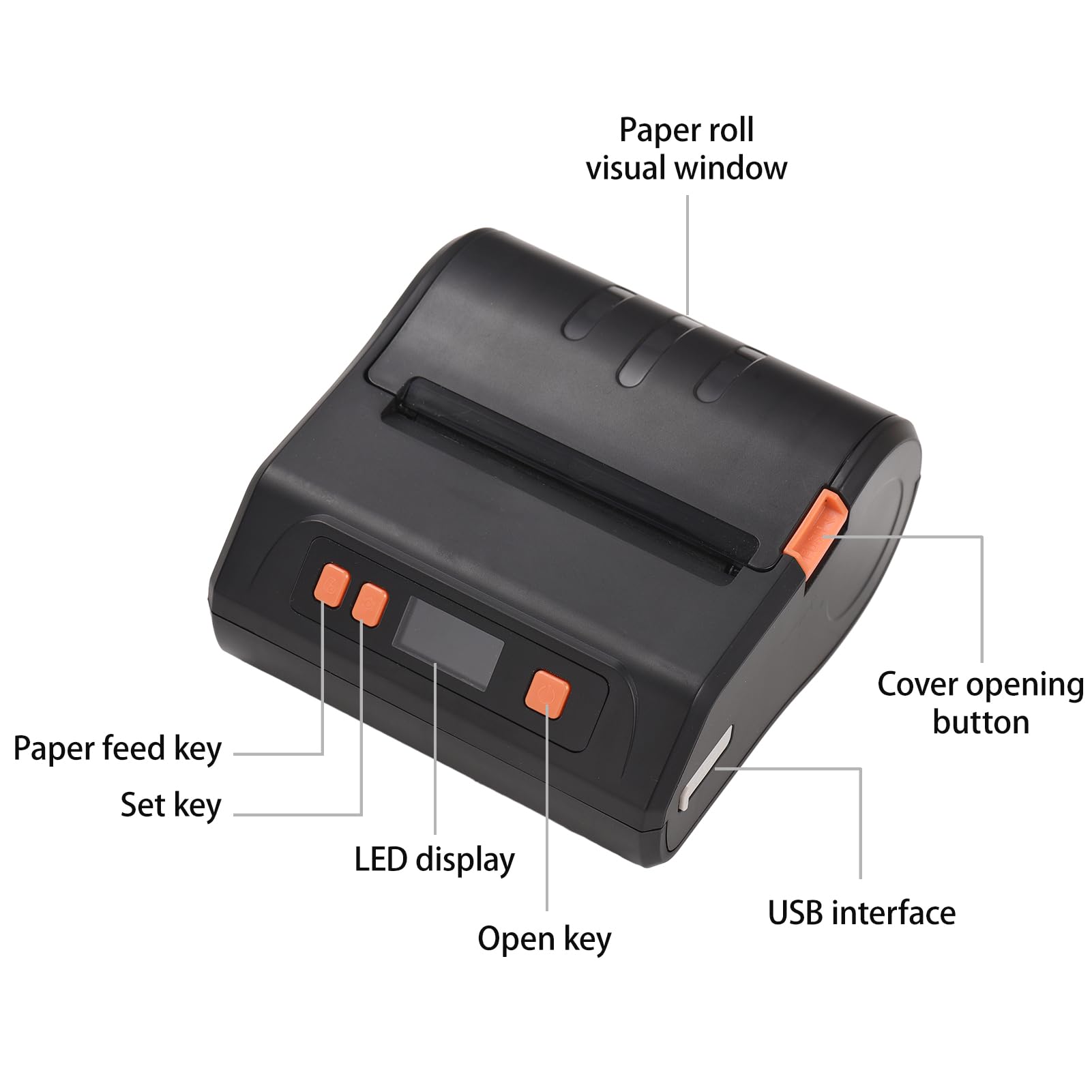 Amazon.co.jp: ポータブル 80mm レシートラベルプリンター BT サーマル