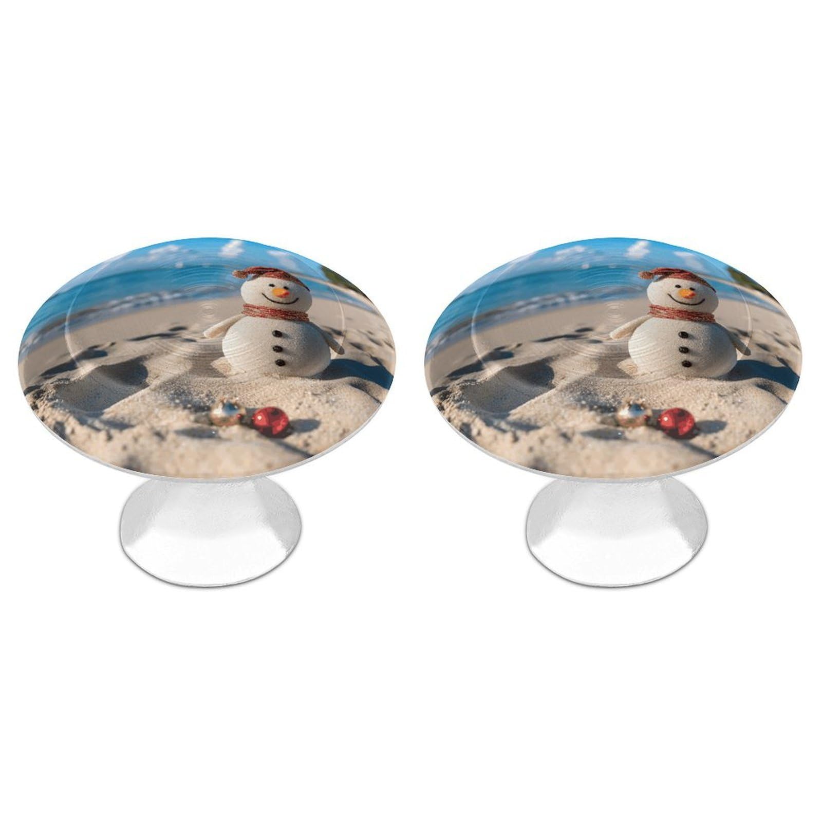Fekiloot Style Sand Snowman On Beach Cabinet Knobs 2 Pack Stainless Steel Round Dresser Drawer Knobs Kitchen Drawer Hardware Dresser Knob Closet Door Pulls Cabinet Handles For Cupboard Drawer Pulls
