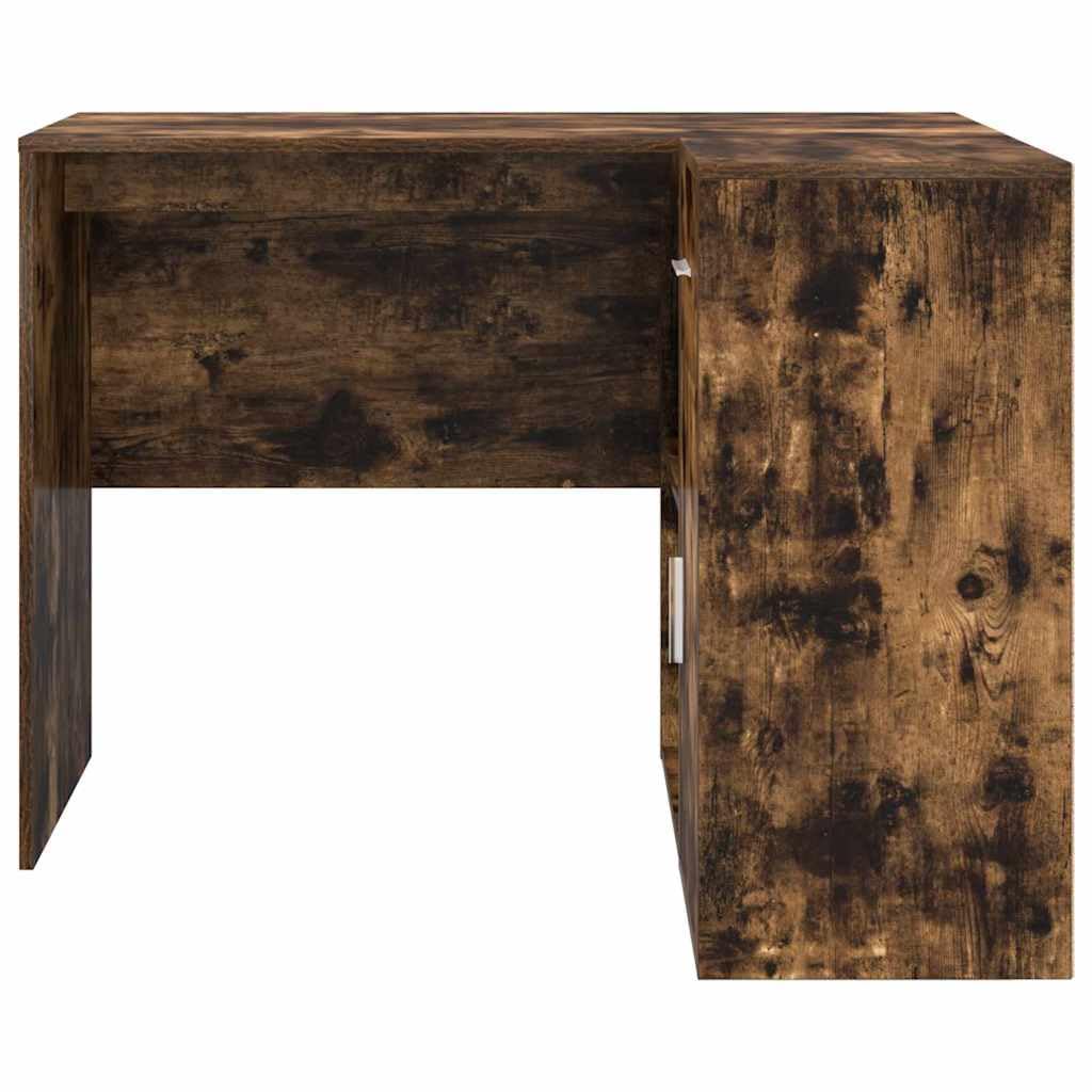 Scrivania angolare con mensola, rovere affumicato, 102 x 50 x 75 cm, materiale in legno, scrivania per computer per casa, ufficio, gioco, scrittura