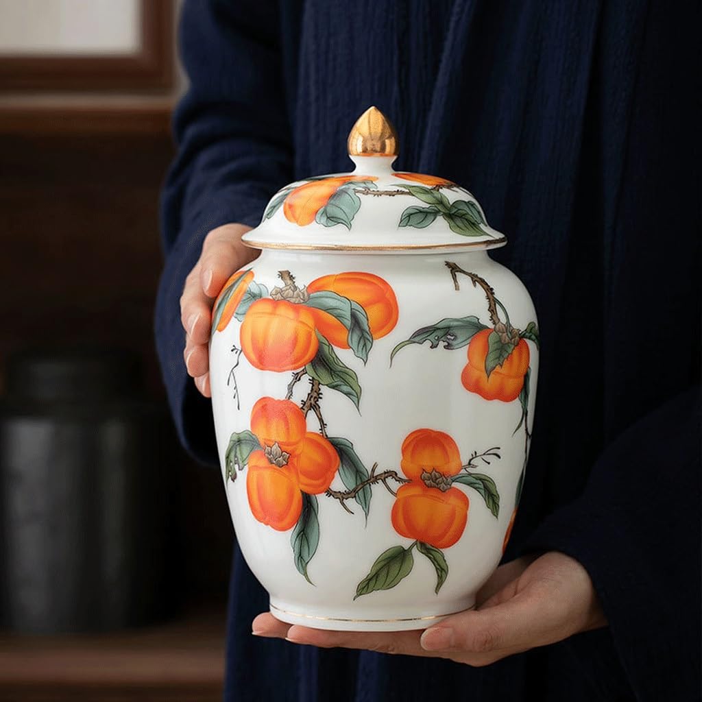 Puszka herbaty Ceramiczna herbata Zamknięty słoik Słoik herbaty Persimmon Herbaton Herbata biała kamelia Herbata owocowa Herbata zdrowotna Zamknięty pojemnik Kanister na herbatę (13 * 19 cm)