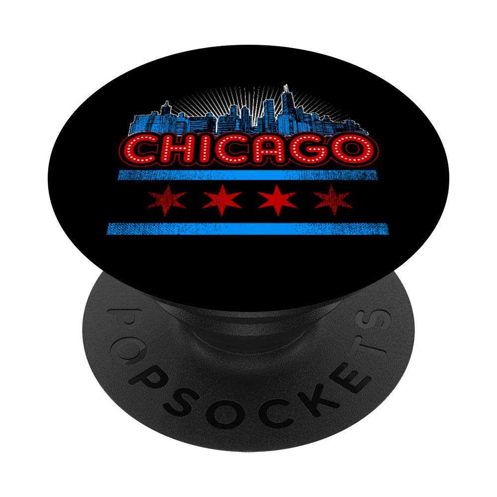 Chicago City Gift - Windy City Skyline Souvenir PopSockets PopGrip: Swappable Grip for Phones & Tablets