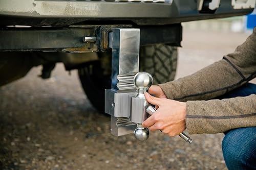 Miniatura 2 de Andersen Hitches 3410 - Soporte de bola ajustable con enganche rápido para bolas de 6.0 in de caídaelevación Incluye bola doble de acero chapado de