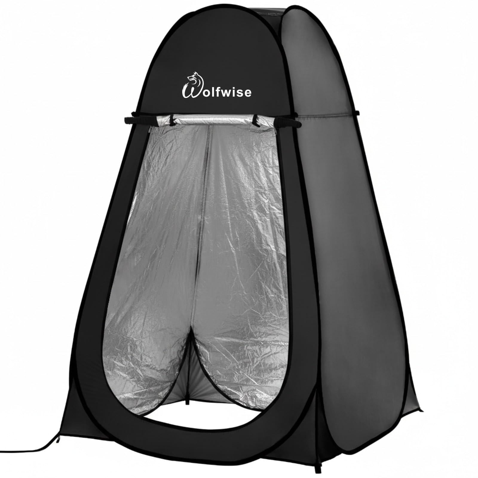 Wolfwise Pop Up Shower Tent, Portable Instant Changing Tent with Ventilation Window & Carry Bag, Privacy Bathroom Toilet for Beach, Camping & Outdoor, Width 47 ", Height 75 ", Silver-Coated Fabric