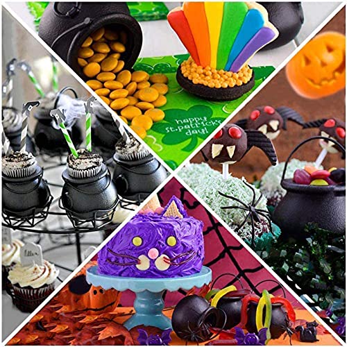 TaimeiMao Mini Cubo Caramelos Halloween,Cubo de Dulces de Halloween,Bruja Caramelo calderos,Cubo portátil de Caramelo de Calabaza con Calavera de Halloween, Adecuado para la Fiesta de Halloween