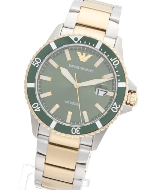 Amazon.co.jp: Emporio Armani 三針デイト ツートーン ステンレス