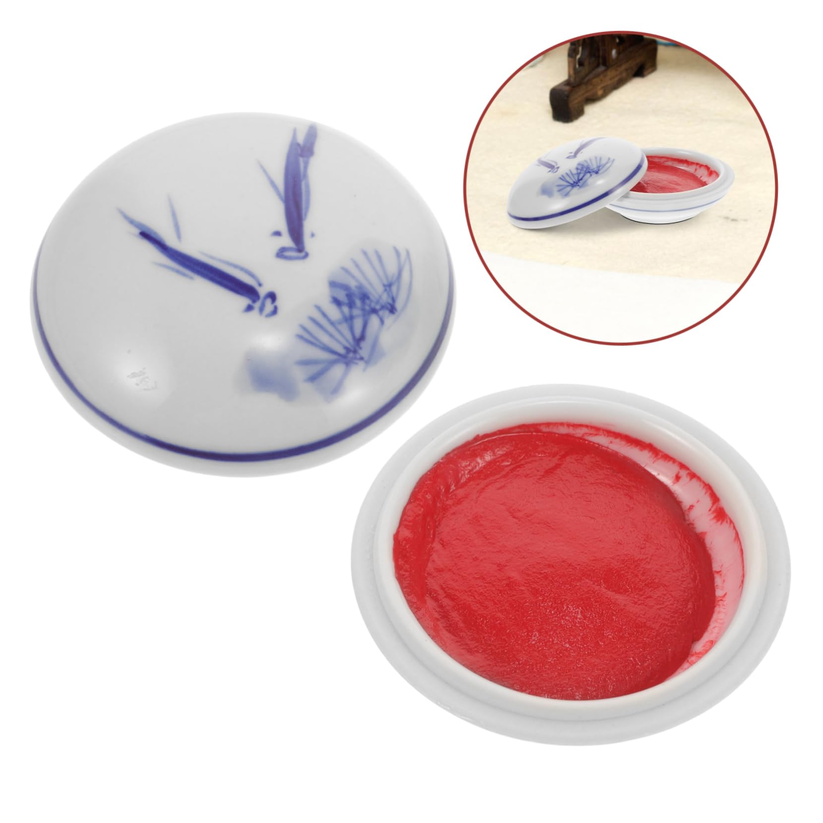 TEHAUX 3pièces Trousse Encre Portable pour Étudiants Tampon Encreur De Style Chinois Fourniture De Peinture avec Encre De Qualité pour