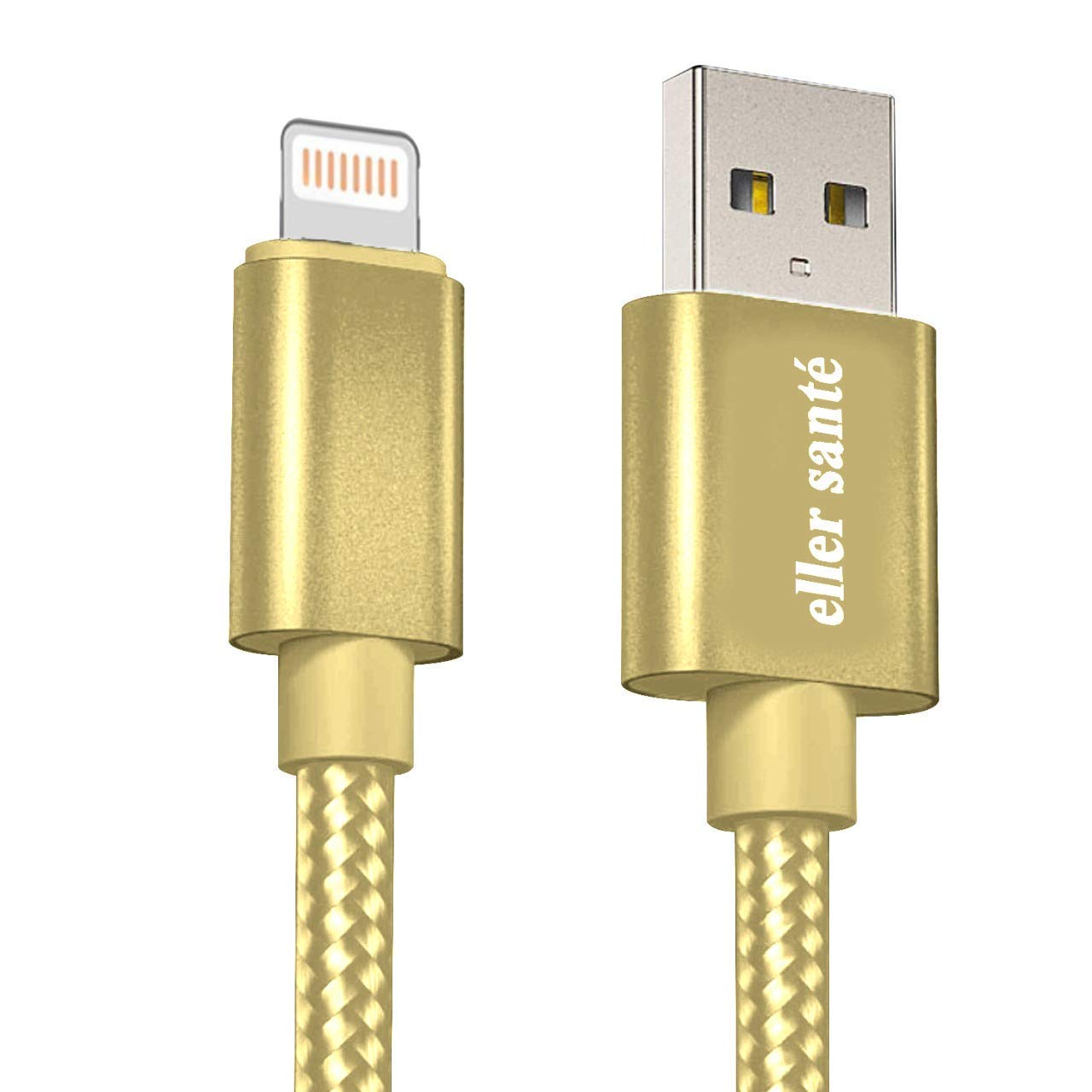 eller santé® Nylon Braided USB Syncing and Charging Cable Sync and Charging Cable Compatible with iPhone, Compatible with iPad - Gold (B08V95WY8Y) Amazon Price History, Amazon Price Tracker