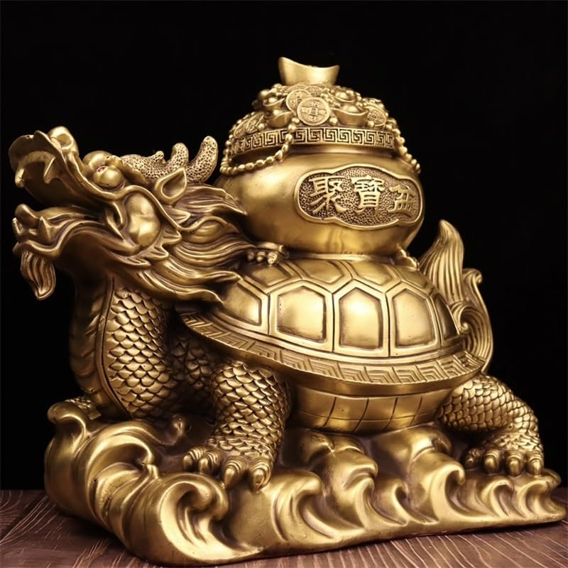 Escultura Decorativa para el hogar, para encimera de Oficina, Adorno de dragón y Tortuga de latón, Estatua de Cobre Feng Shui para Porche