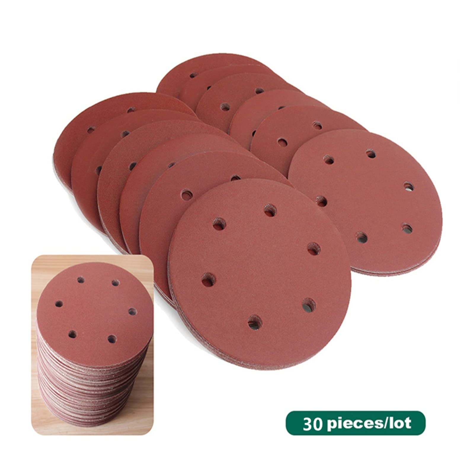 WILLWA 30 Uds Papel de Lija 225mm Papel de Lija de 6 Orificios 100-320 Grano pulidor de Pared eléctrico Pulido lijadora de Paneles de Yeso Gancho y Bucle (Size : 100 Grit 30pcs)