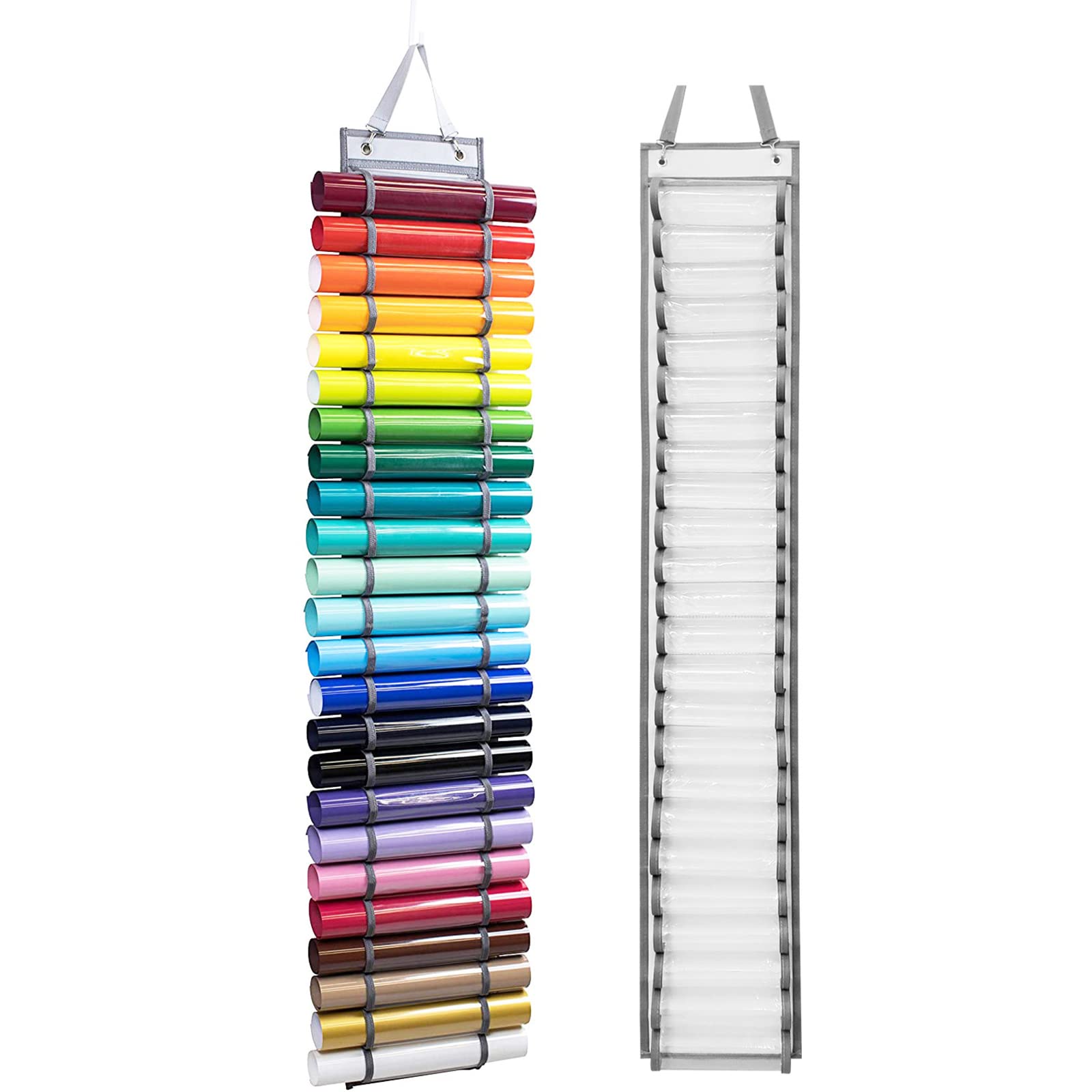 Buxuaaaa Roll Holder 24 48 Roll Slots Hanging Storage Organizer Wall Mount Storage Holder Rack for Room Wall Mount Mounted Arts and Craft Organizer