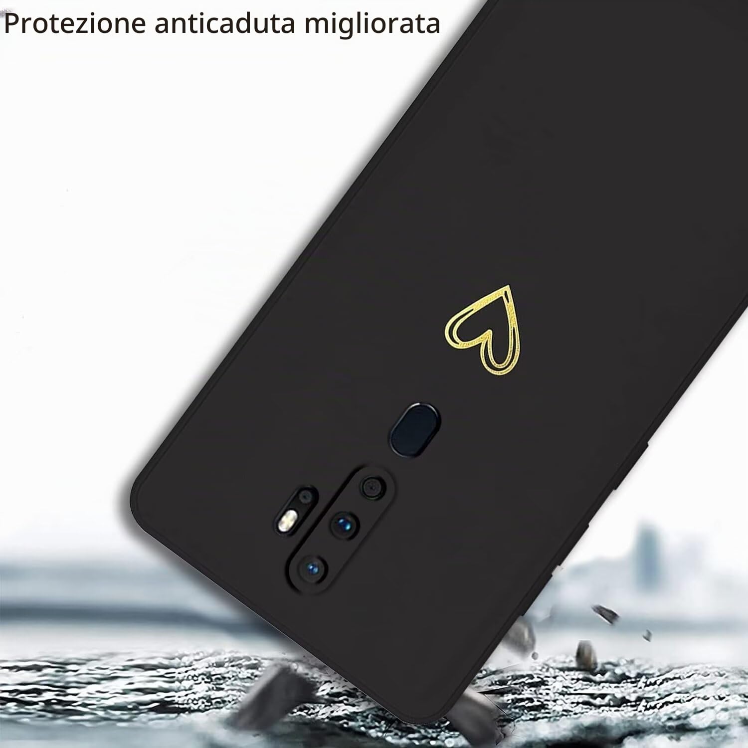 Custodia In Silicone Per OPPO A9 2020/A5 2020 – Bordi Dritti, Protezione Camera, Nera