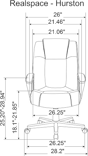 Miniatura 2 de Realspace Hurston Silla ejecutiva de cuero regenerado con respaldo alto, negro, compatible con BIFMA
