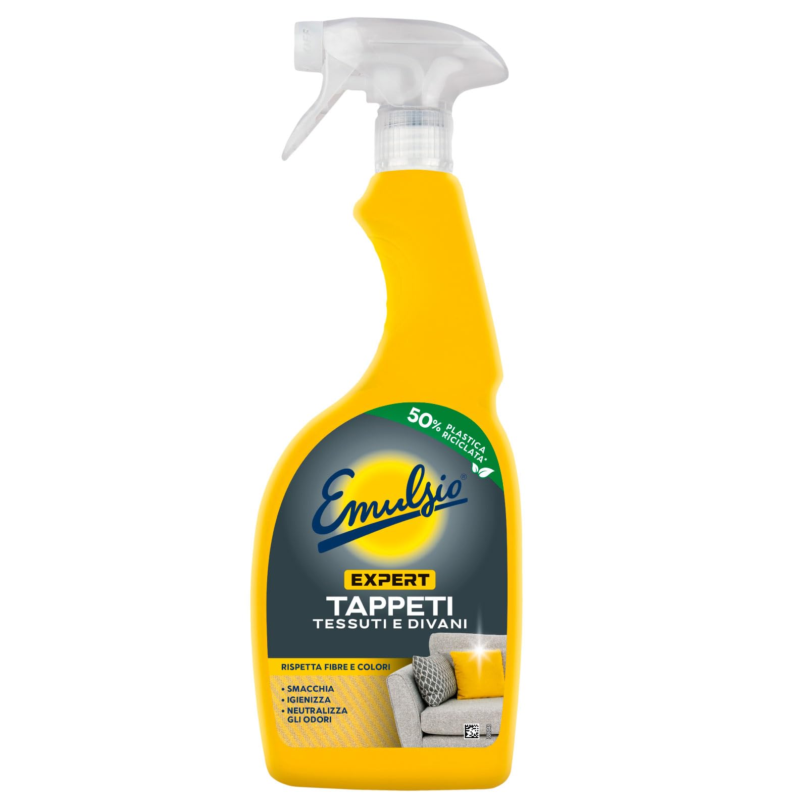 Emulsio Expert Textilteppiche und Sofas Reinigungsspray Fleckenentferner desinfiziert Gerüche beseitigt sanfte Formel respektiert Fasern und Polsterfarben – 12 Flaschen à 600 ml