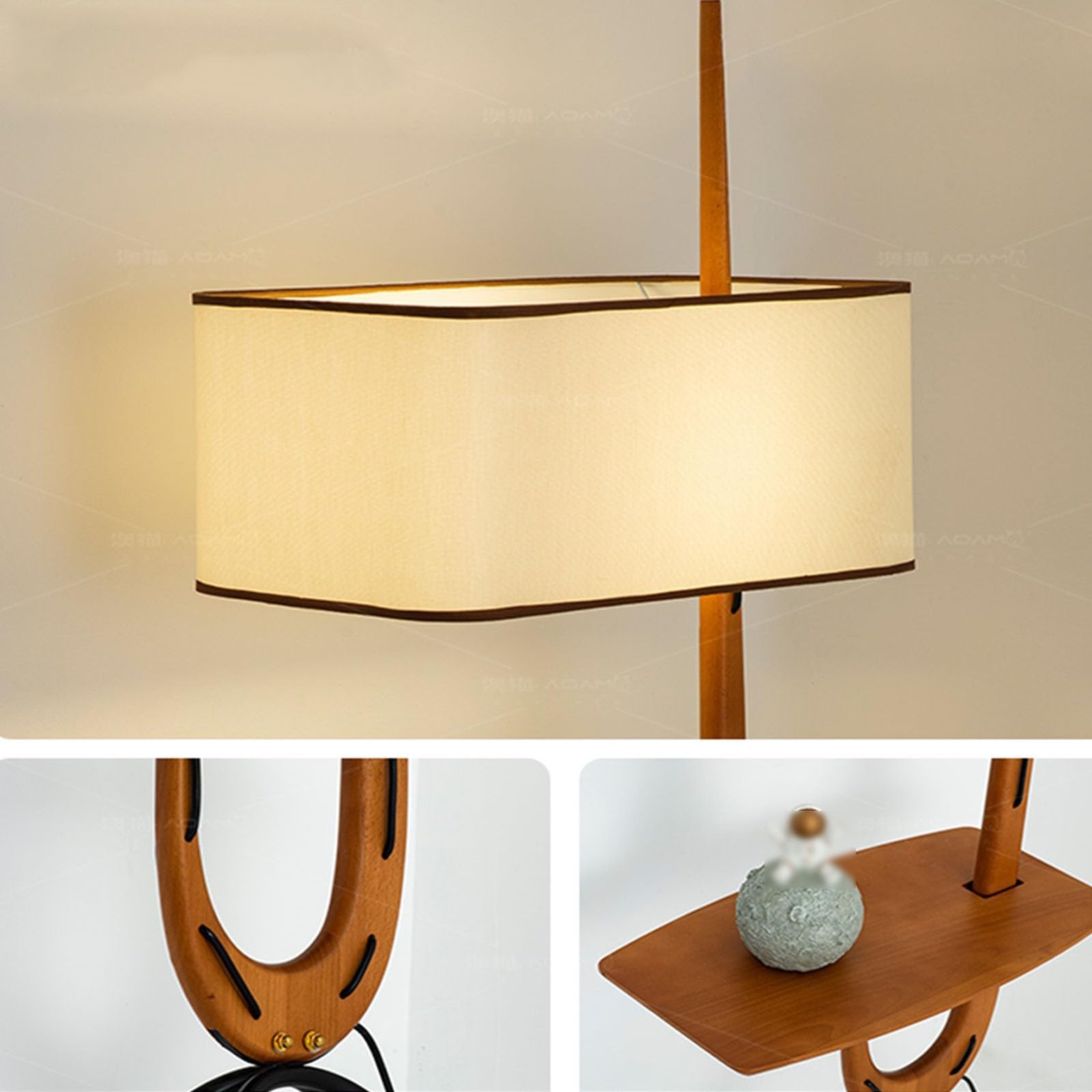 Lampy stojące Nowoczesna lampa podłogowa ze stołem z litego drewna, ściemnianą lampą stojącą, stolikiem bocznym ze światłem stojącym do salonu, sypialni i biura