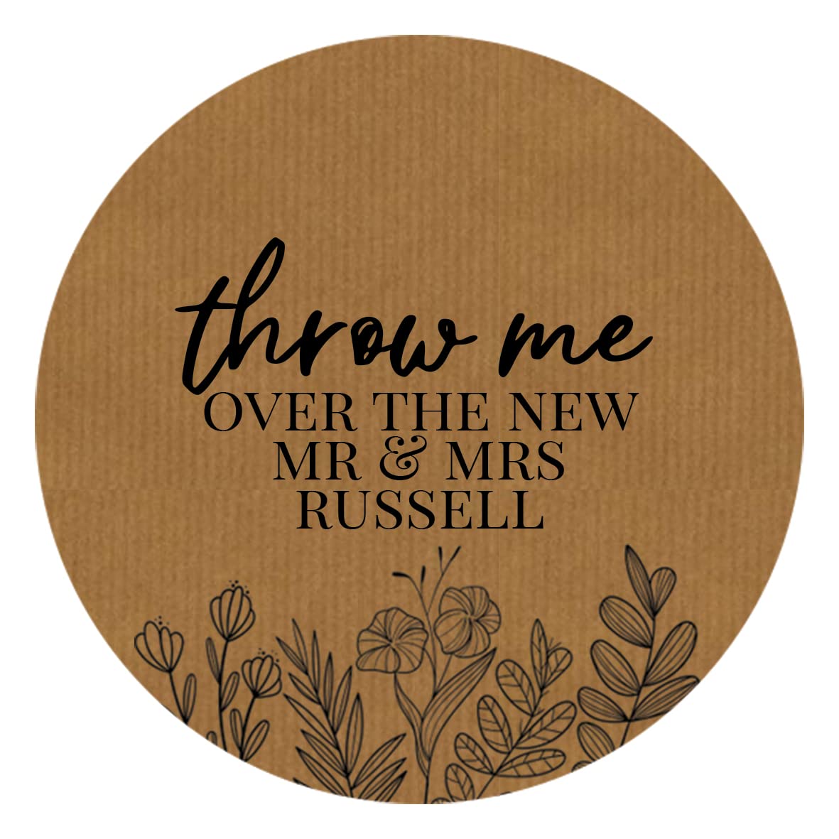 Personalised Wedding Confetti Cone Bag Stickers/Labels (45mm (24 per Sheet), Throw Me, Brown)