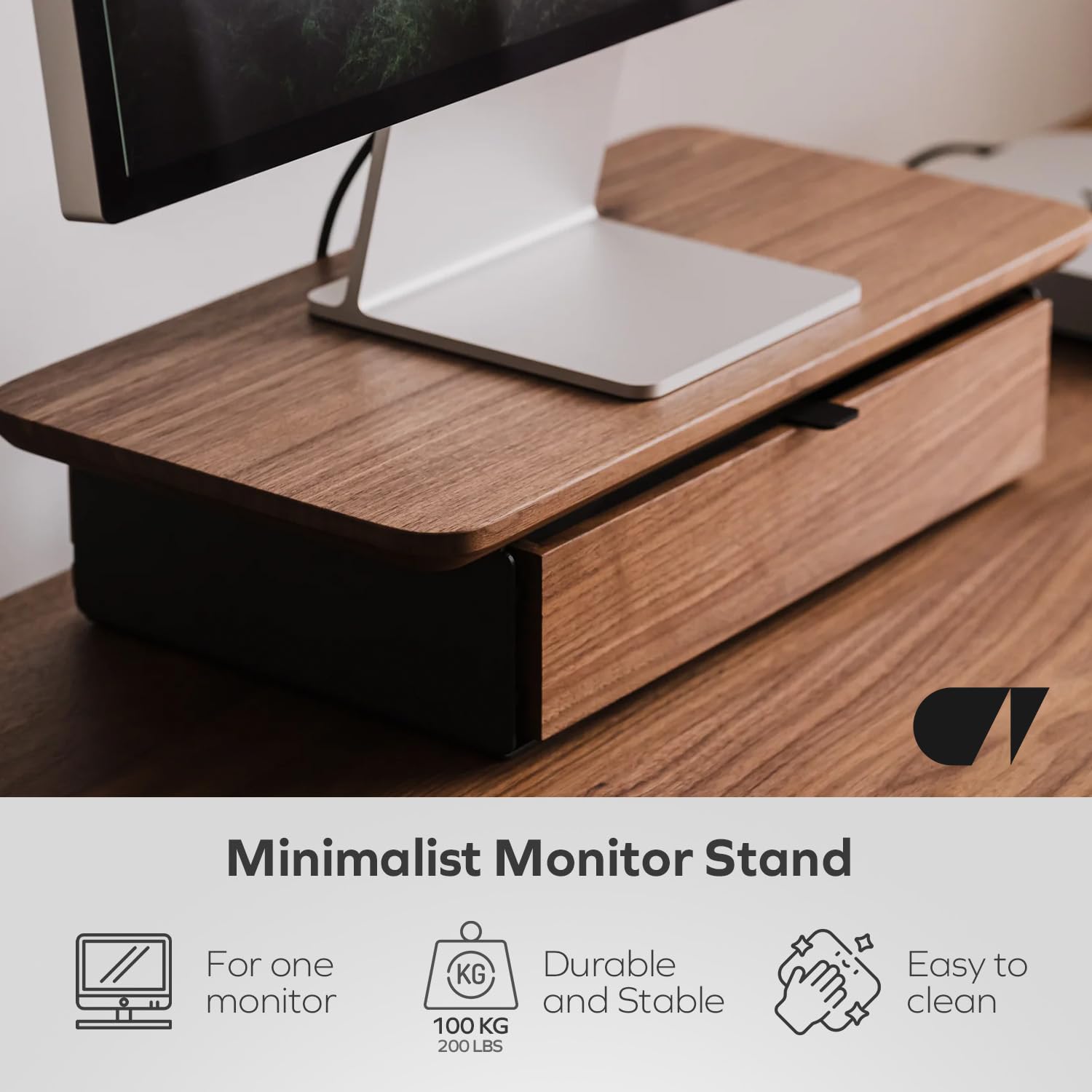 Oakywood - Scaffale da Scrivania Mini - Scaffale da Scrivania in Legno - Supporto per laptop - Supporto per Monitor del Computer - Accessorio da Scrivania - Materiale Legno, Acciaio - Quercia - Bianco